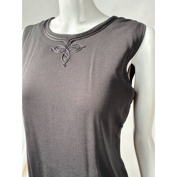 Josephine Chaus Black Embroidered Cardigan & Tank Set Rayon/Polyester S Made In - Picture 14 of 16